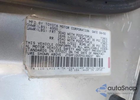 2000 Lexus Rx 300 из США, поврежденный, VIN JT6HF10U5Y0148237